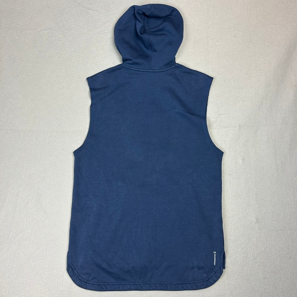 Under Armour Project Rock Disrupt Sleeveless Hoodie Mens Medium Navy Blue - Picture 8 of 8